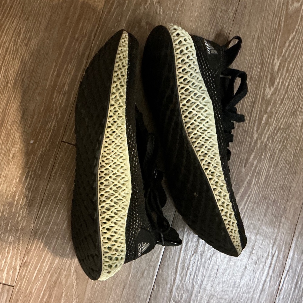 Adidas Black Sneakers with teal 3d printed sole 5 1/2